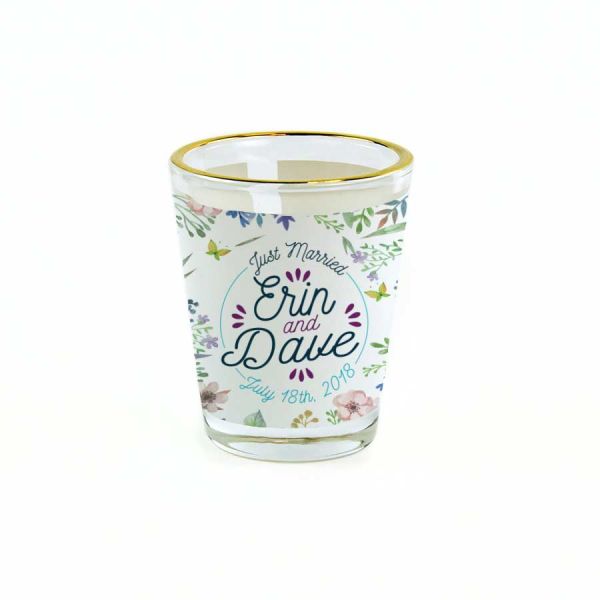 Clear Shot Glass with Gold Trim and Printable White Area for Sublimation Printing - 1.5oz