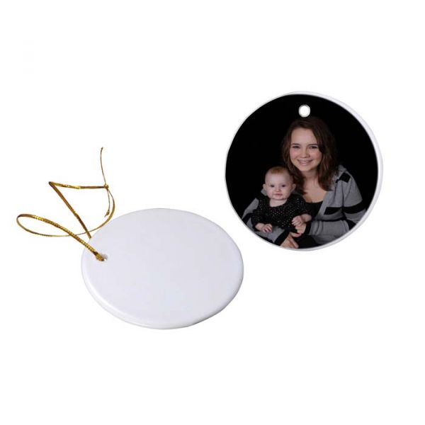 Round Two Sided Ceramic Sublimation Holiday Ornament - 2.85" - Case of 100