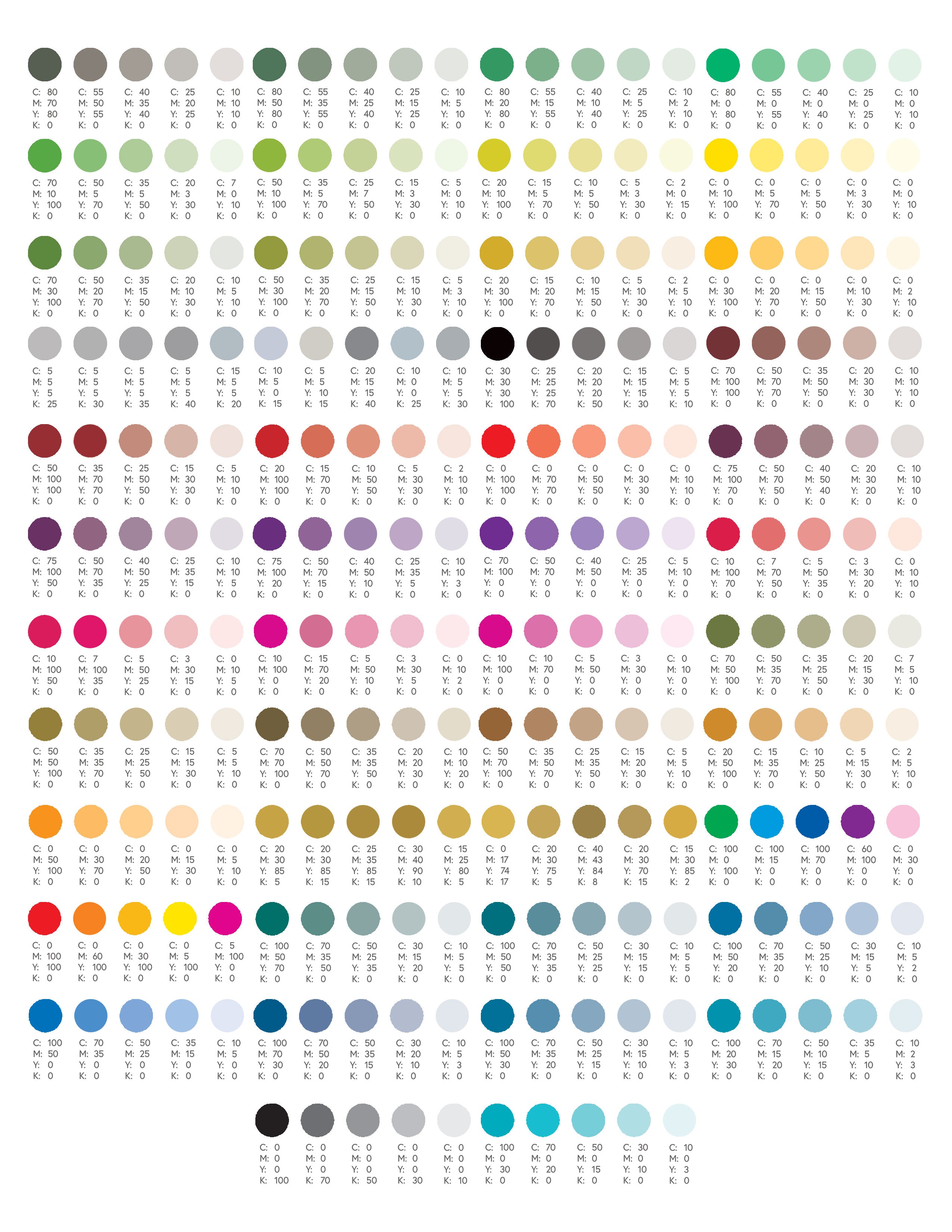 cmyk pantone color chart