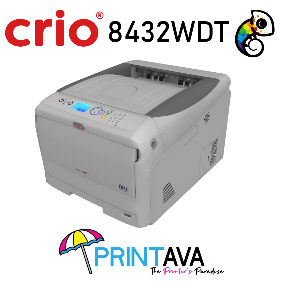 This 4-color, 4-station white toner printer is perfect for hobbyists, small businesses, and entrepreneurs! The compact Crio 8432WDT fits on a desktop & prints CMY-K (black) or W (white) on paper, film, and transfer sheets up to 11” wide and 52” long.  Crio’s straight paper path minimizes paper jam points, so you can print on the widest variety of media over comparable printers.  Toner costs average around $0.35 per sheet, you can profit from even the smallest orders!