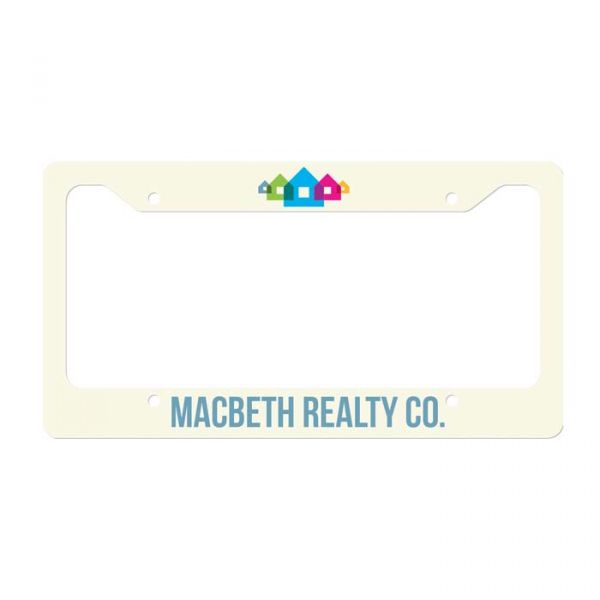 White Semi-Gloss Aluminum License Plate Frame for Sublimation Printing - 6.46" x 12.21"