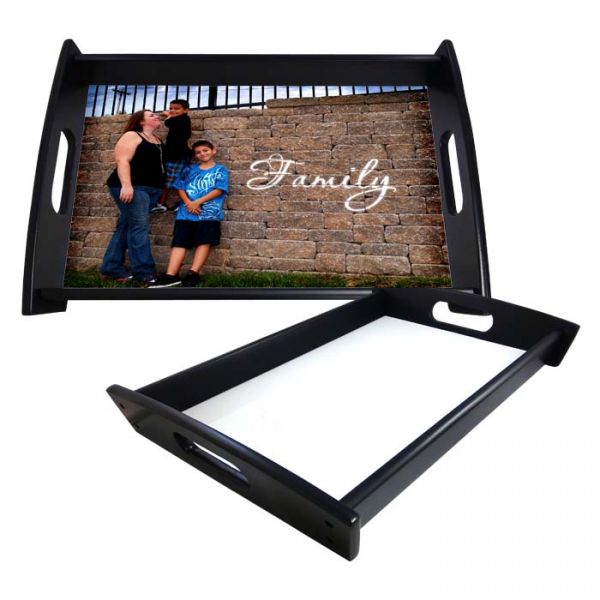 Small Serving Tray in Espresso Black Color with Sublimation Insert - 8" x 13" - 2 Pack