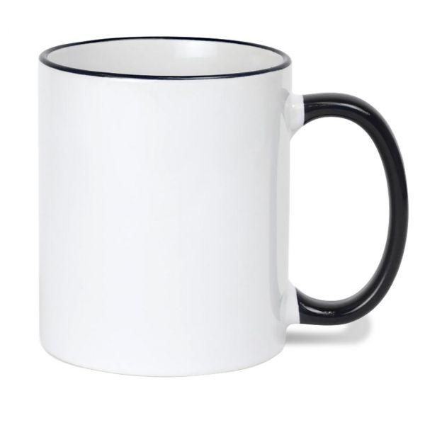 White Ceramic Sublimation Coffee Mug with Colored Rim/Handle - 11oz