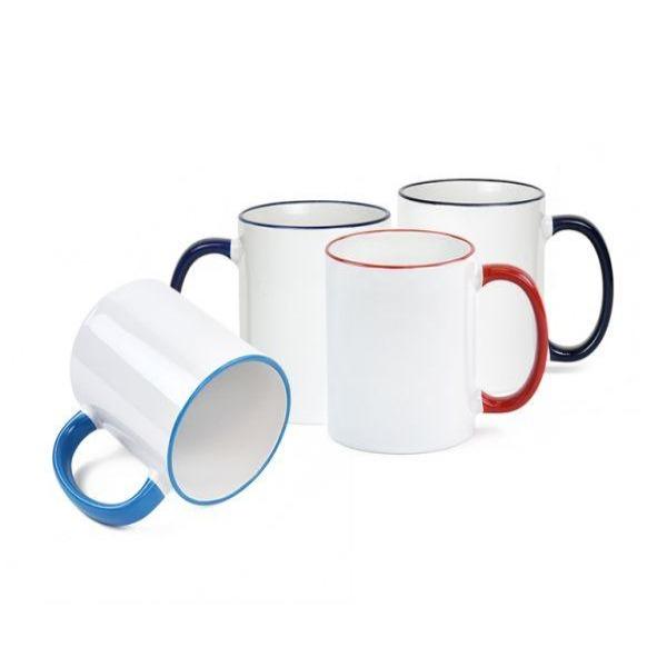 White Ceramic Sublimation Coffee Mug with Colored Rim/Handle - 11oz –  Printava